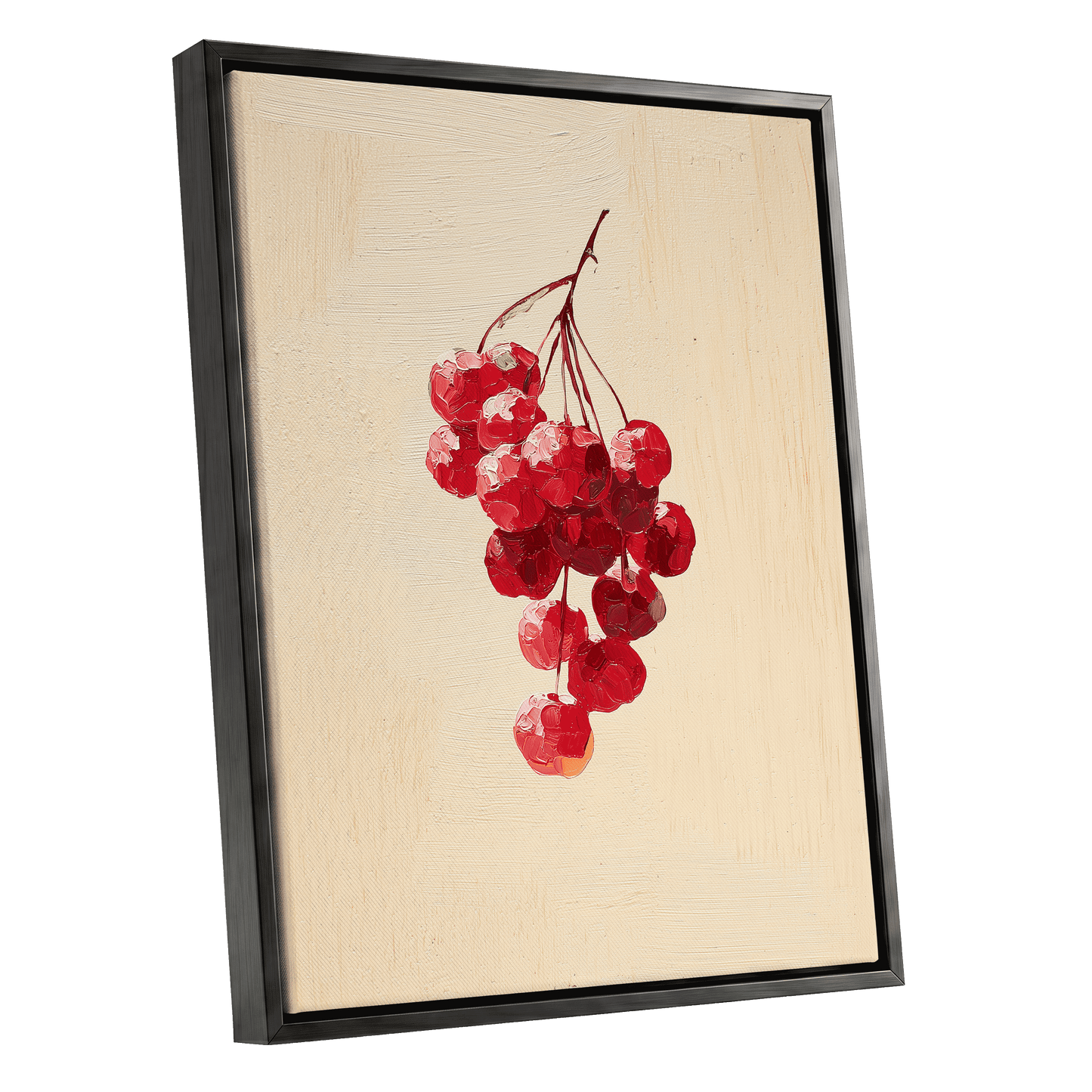 Crimson Cherry Cascade – black framed canvas option
