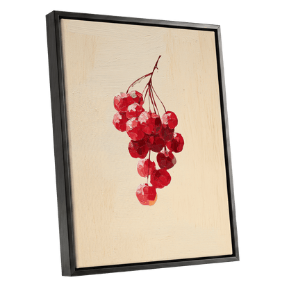Crimson Cherry Cascade – black framed canvas option