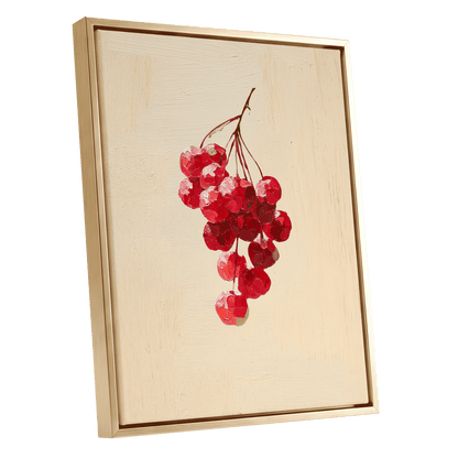 Crimson Cherry Cascade – gold framed canvas option