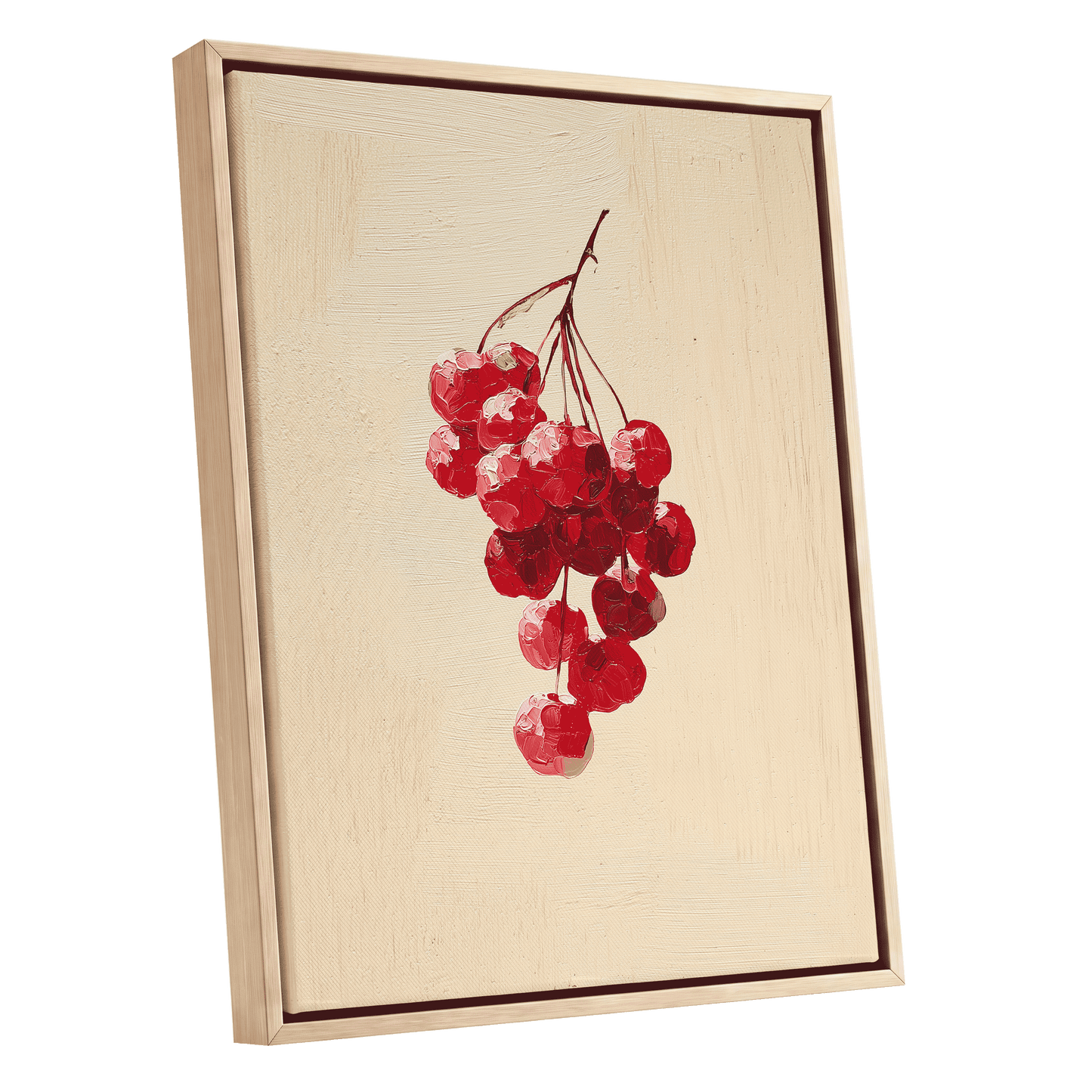 Crimson Cherry Cascade – oak framed canvas option