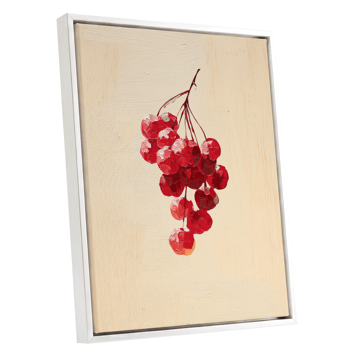 Crimson Cherry Cascade – white framed canvas option