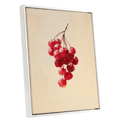 Crimson Cherry Cascade – white framed canvas option