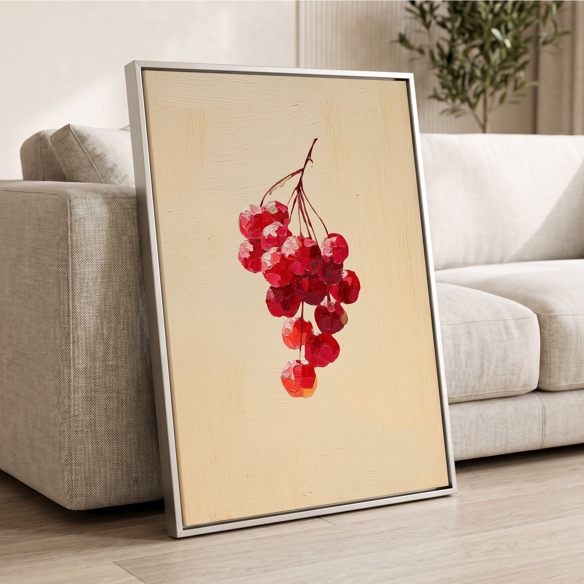 Crimson Cherry Cascade – wall art displayed in a styled interior, gallery view 2