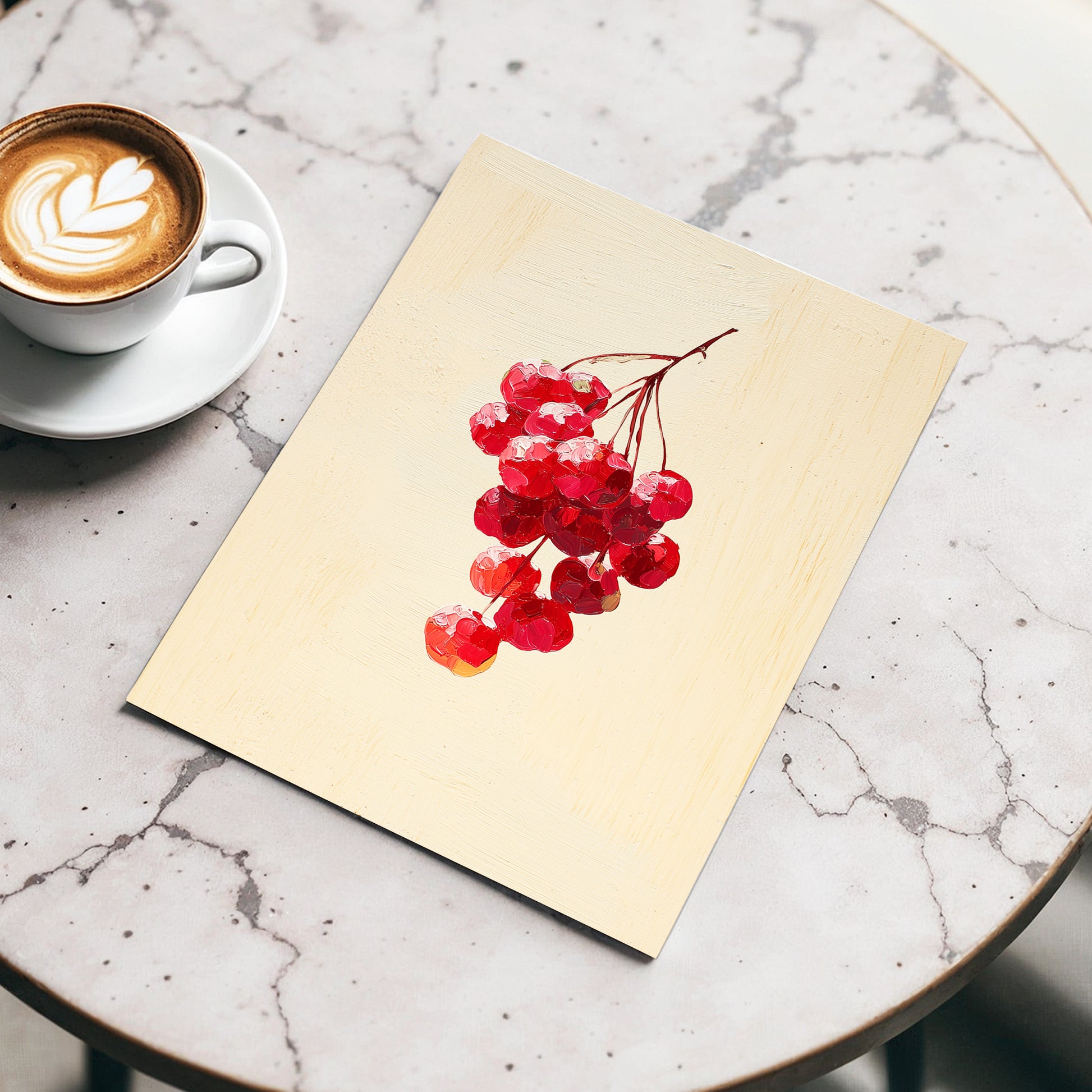 Crimson Cherry Cascade – wall art displayed in a styled interior, gallery view 3