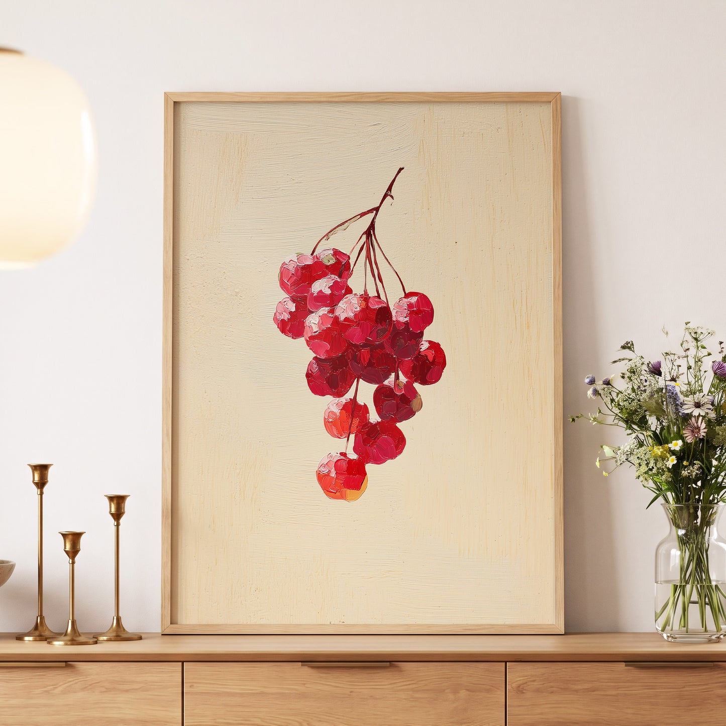 Crimson Cherry Cascade – wall art displayed in a styled interior, gallery view 5