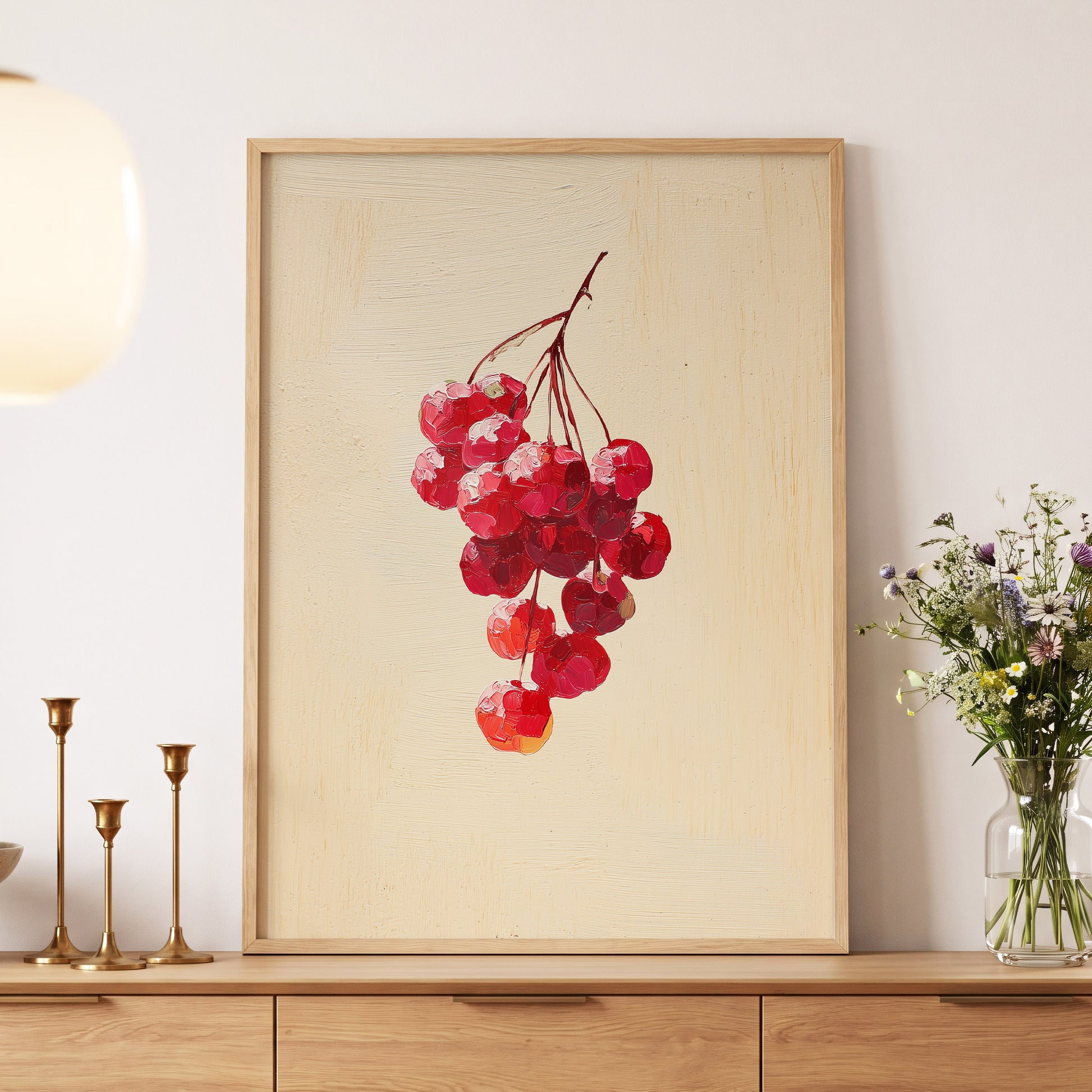 Crimson Cherry Cascade – wall art displayed in a styled interior, gallery view 5