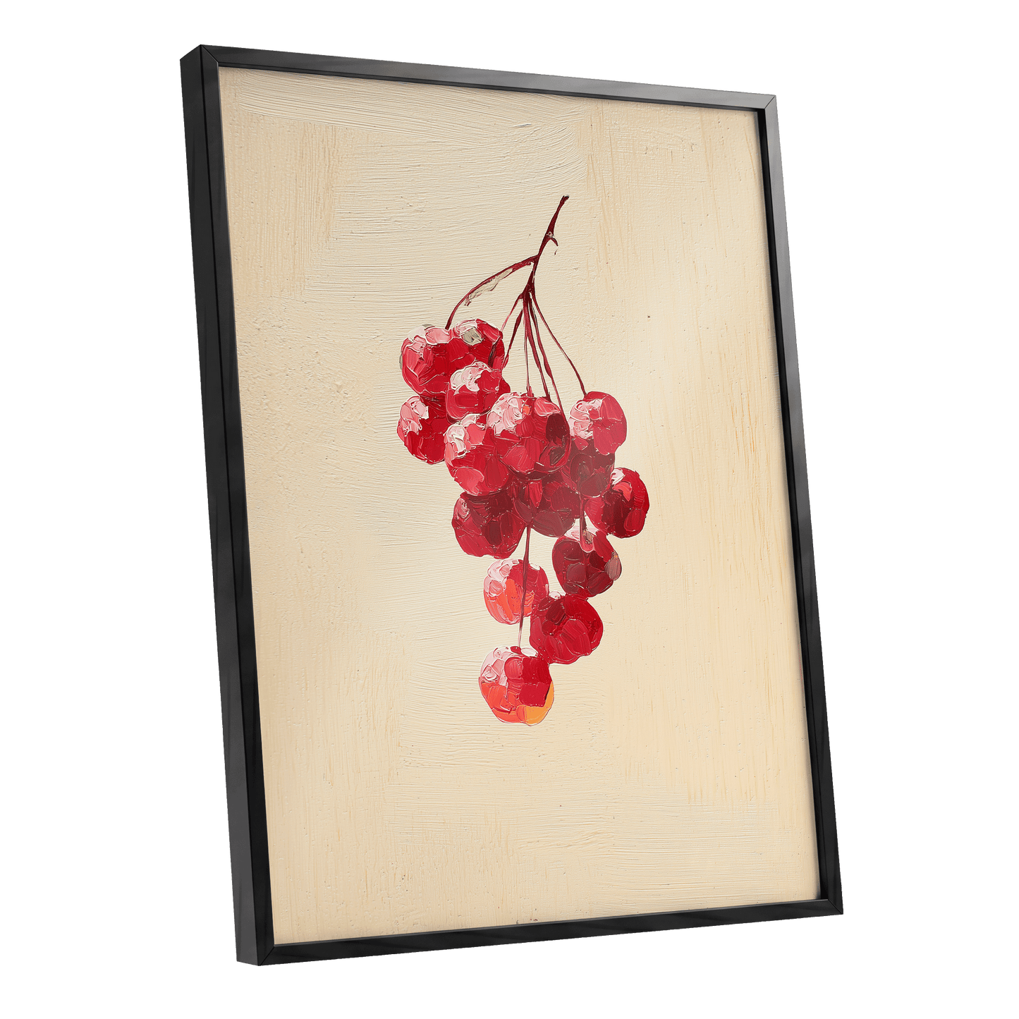 Crimson Cherry Cascade – black framed poster option
