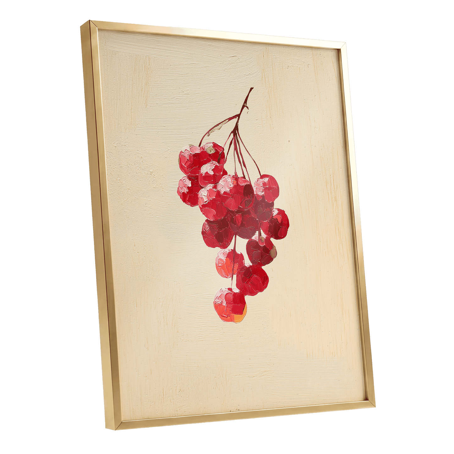 Crimson Cherry Cascade – gold framed poster option