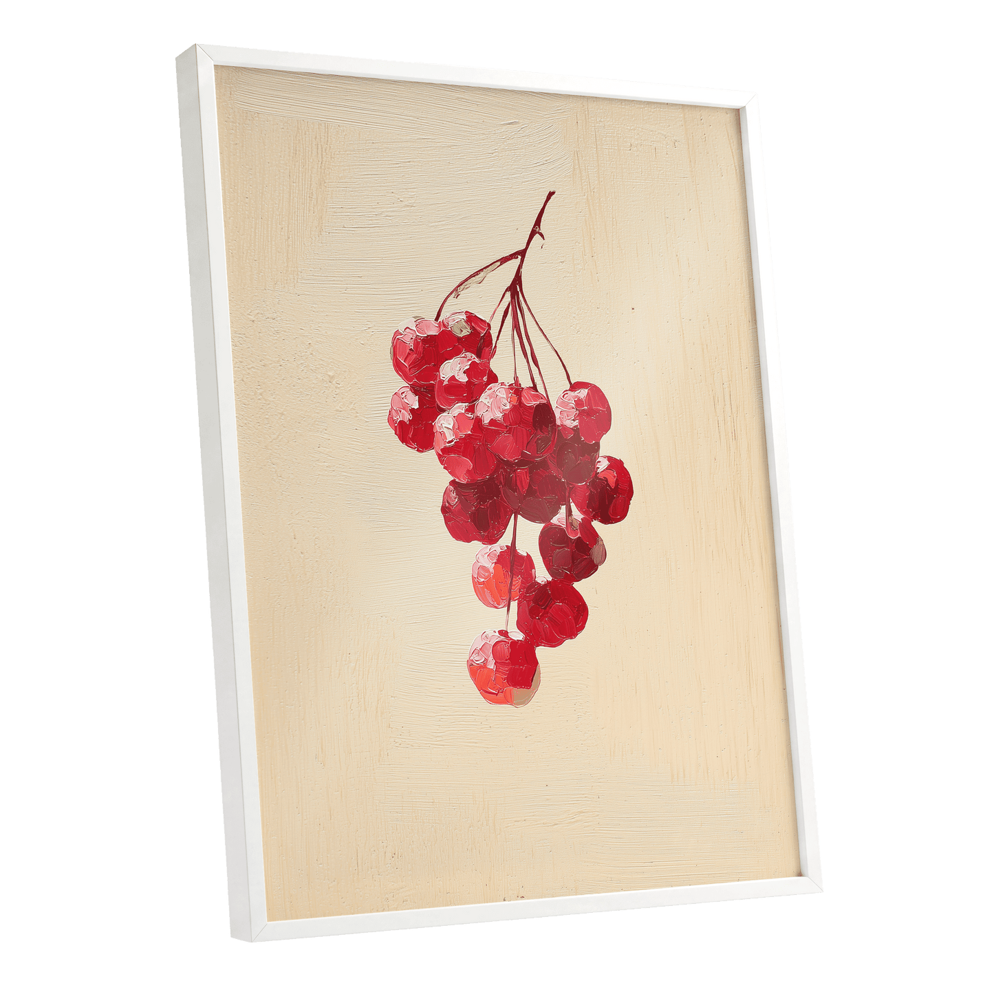Crimson Cherry Cascade – white framed poster option