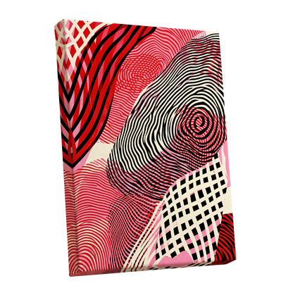 Crimson Current, black, red, pink abstract wall art shown as a stretched canvas wall art