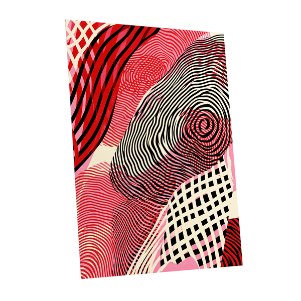 Crimson Current, black, red, pink abstract wall art shown as a unframed poster wall art print