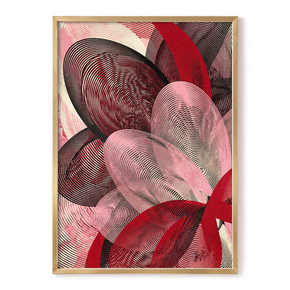 Crimson Currents, black, pink, red abstract wall art, front artwork view
