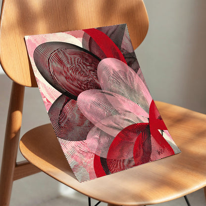 Crimson Currents, black, pink, red abstract wall art displayed in a styled interior, gallery view 4
