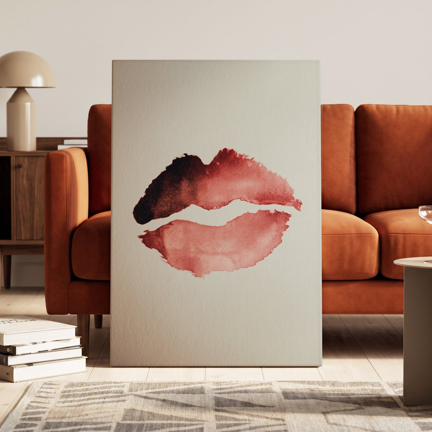 Crimson Divide – canvas wall art in a styled interior, gallery view 1