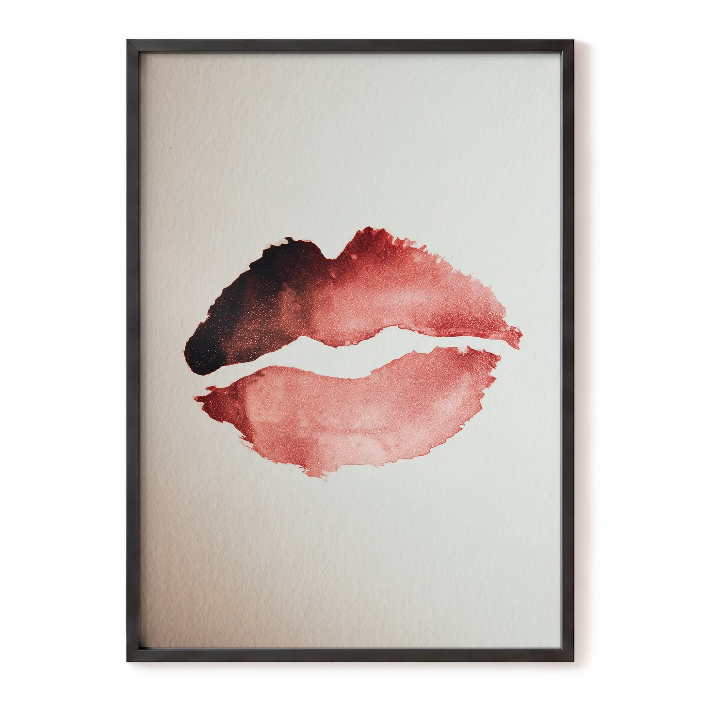 Crimson Divide – red, black, beige abstract wall art, front view