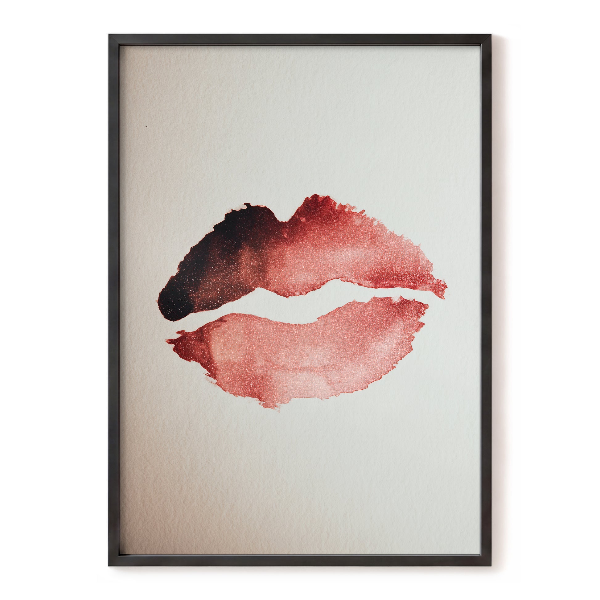 Crimson Divide – red, black, beige abstract wall art, front view