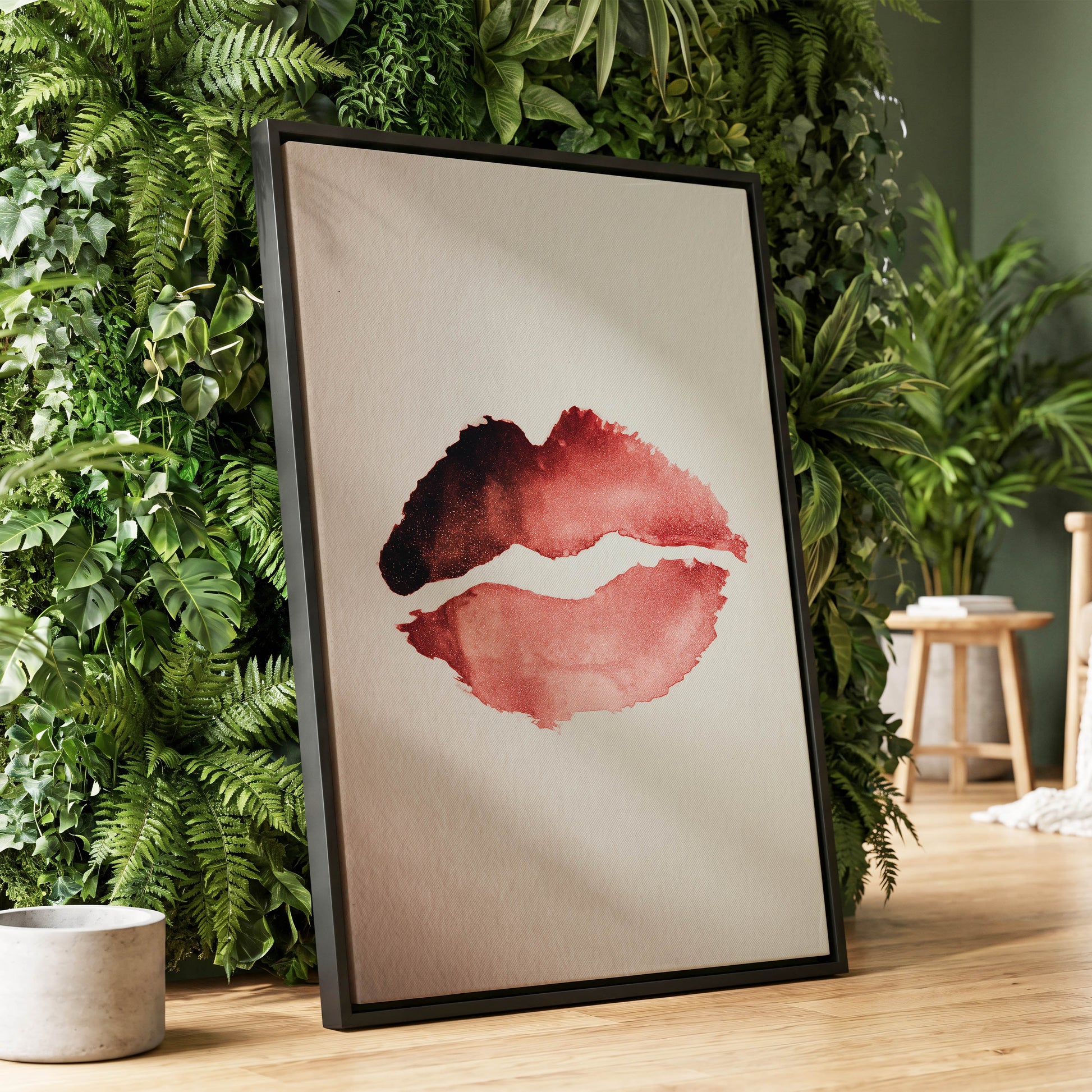 Crimson Divide – wall art displayed in a styled interior, gallery view 1