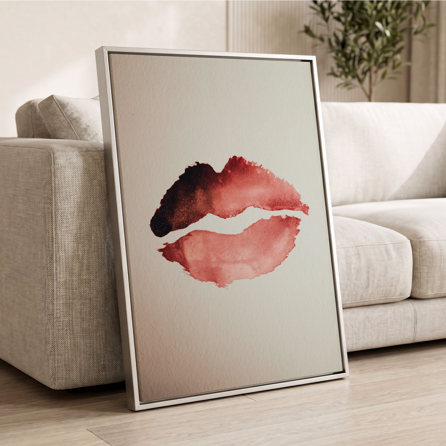Crimson Divide – wall art displayed in a styled interior, gallery view 2
