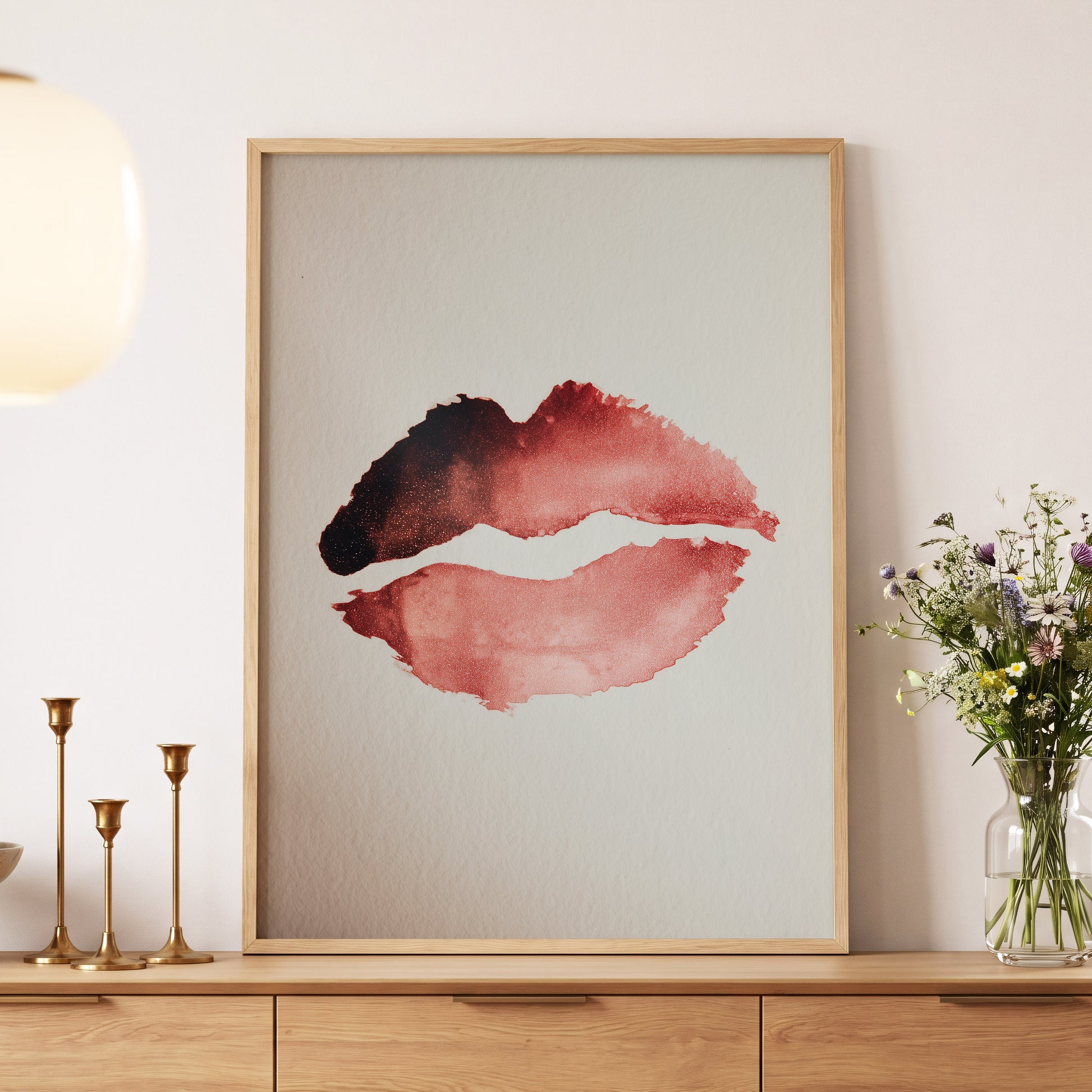Crimson Divide – wall art displayed in a styled interior, gallery view 5