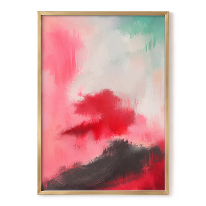 Crimson Drift, pink, red, black abstract wall art, front artwork view