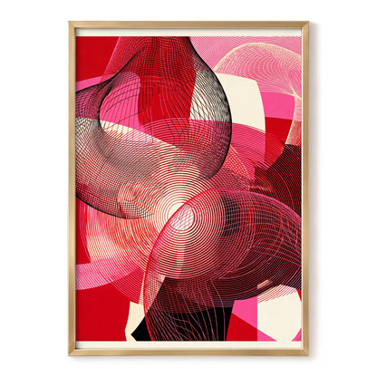 Crimson Frequencies, red, pink, black abstract wall art, front artwork view