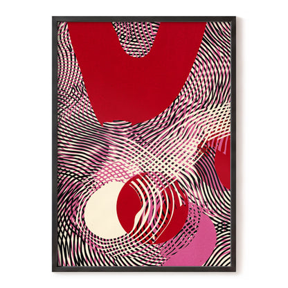 Crimson Interference, red, black, pink abstract wall art, front artwork view