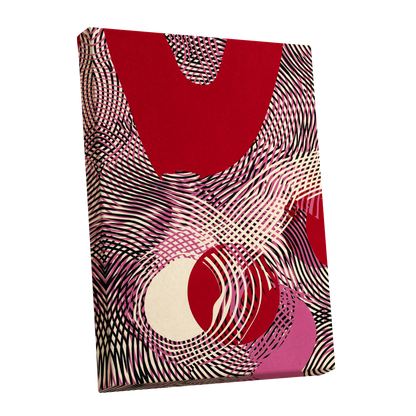 Crimson Interference, red, black, pink abstract wall art shown as a stretched canvas wall art