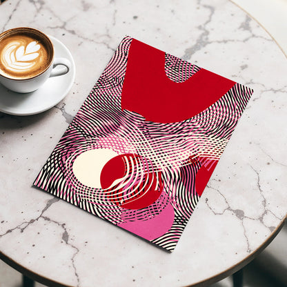 Crimson Interference, red, black, pink abstract wall art displayed in a styled interior, gallery view 4
