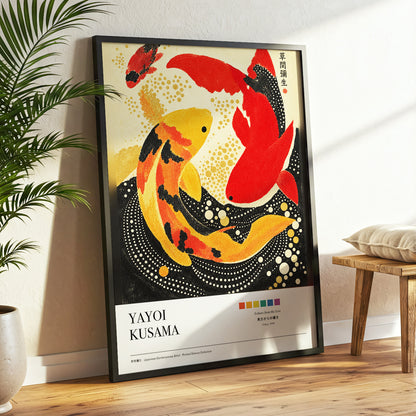 Crimson Koi Currents, red, orange, black nature wall art displayed in a styled interior, gallery view 2