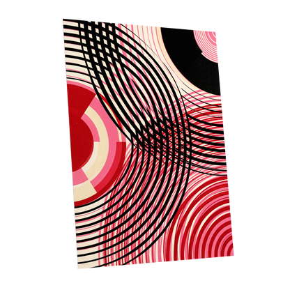 Crimson Orbit, black, pink, red abstract wall art shown as a unframed poster wall art print
