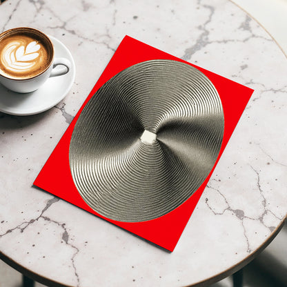 Crimson Orbit, red, black, gray abstract wall art displayed in a styled interior, gallery view 5