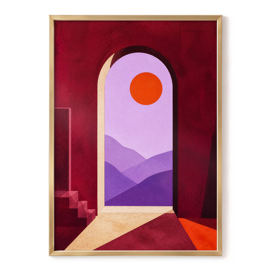 Crimson Portal, red, purple, orange nature wall art, front artwork view