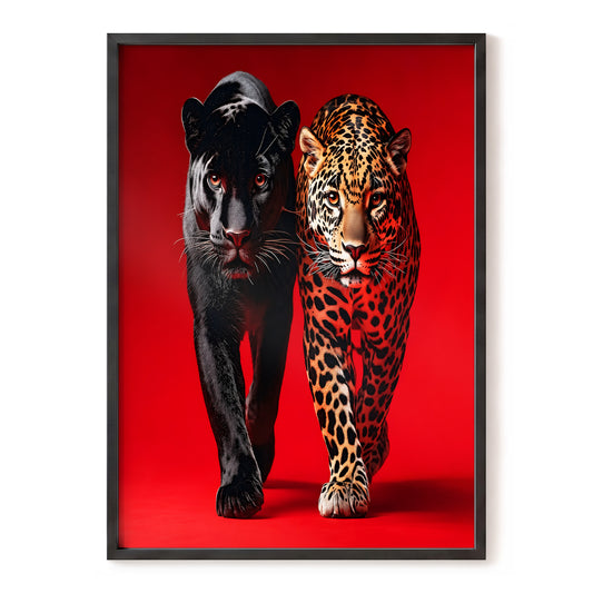 Crimson Prowl, red, black, orange nature wall art, front artwork view