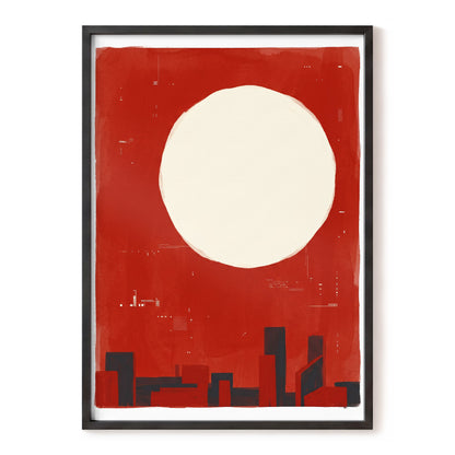 Crimson Quiet, red, beige, black minimalist wall art, front artwork view