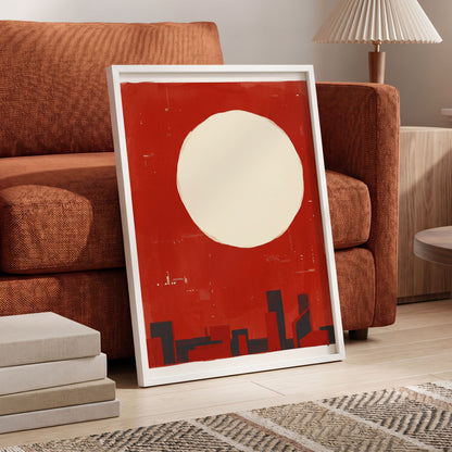 Crimson Quiet, red, beige, black minimalist wall art displayed in a styled interior, gallery view 6