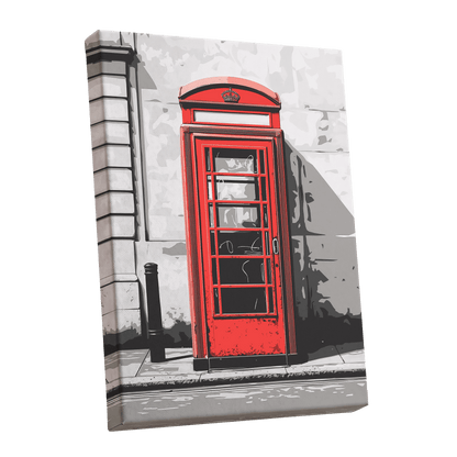 Crimson Street Calling, red, gray, black minimalist wall art shown as a stretched canvas wall art