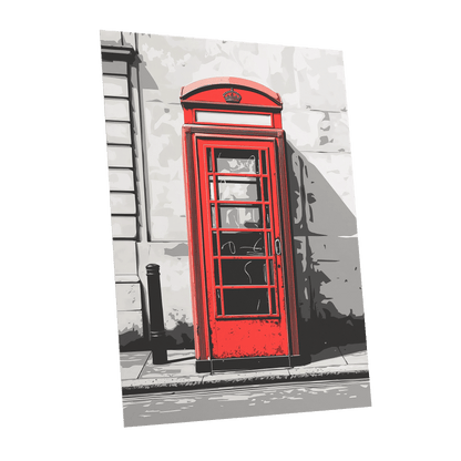 Crimson Street Calling, red, gray, black minimalist wall art shown as a unframed poster wall art print