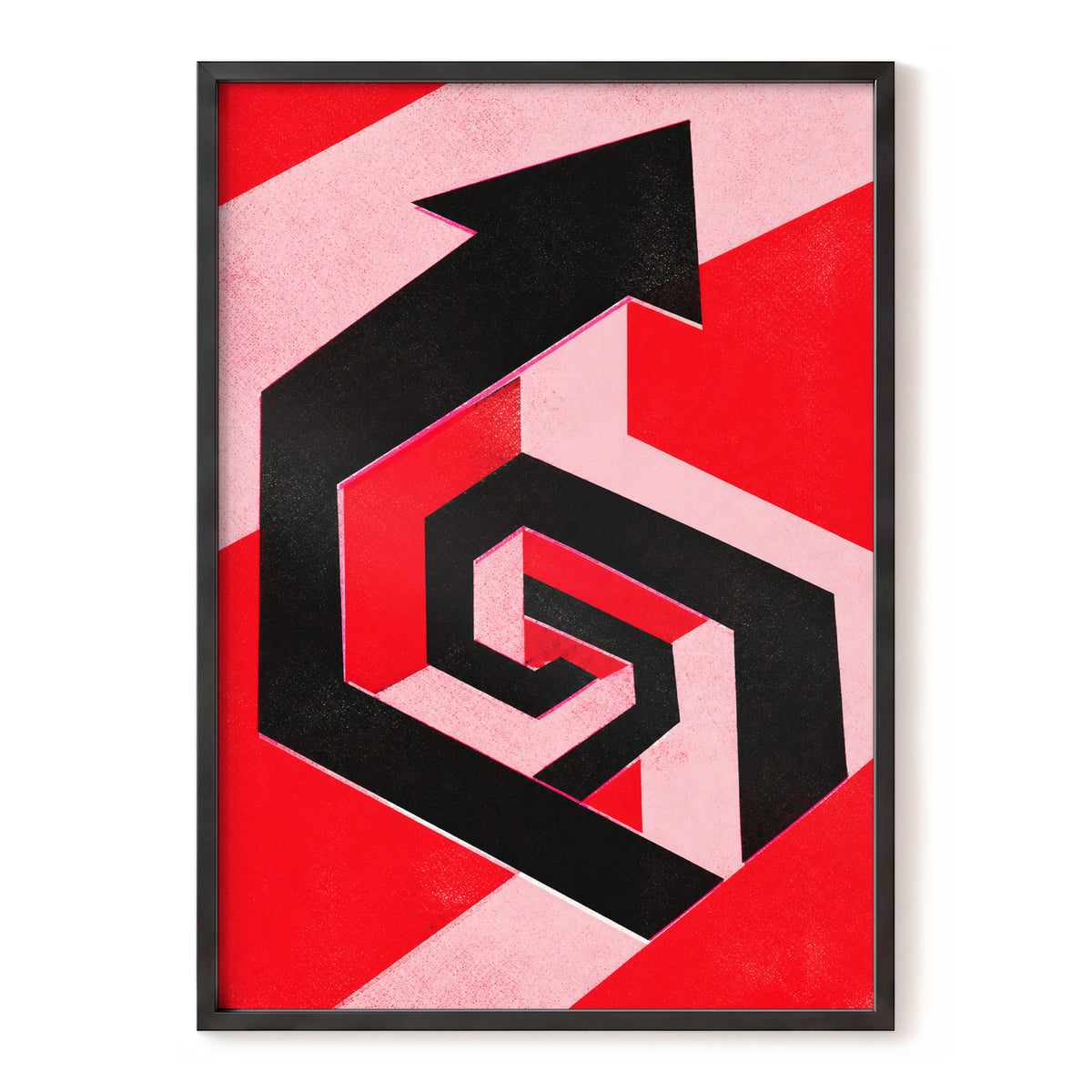 Crimson Vector, black, red, pink abstract wall art, front artwork view