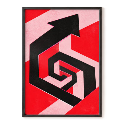 Crimson Vector, black, red, pink abstract wall art, front artwork view