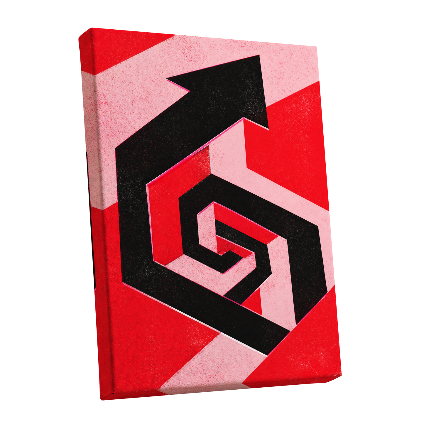 Crimson Vector, black, red, pink abstract wall art shown as a stretched canvas wall art