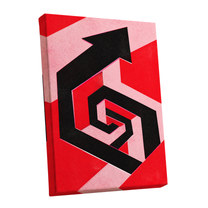 Crimson Vector, black, red, pink abstract wall art shown as a stretched canvas wall art