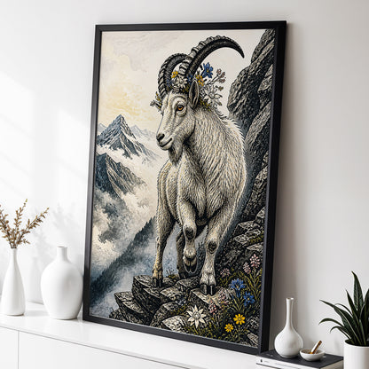 Crowned Above the Clouds, black, beige, gray nature wall art displayed in a styled interior, gallery view 6