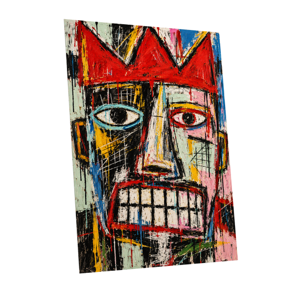 Crowned Gaze, red, black, white abstract wall art shown as a unframed poster wall art print