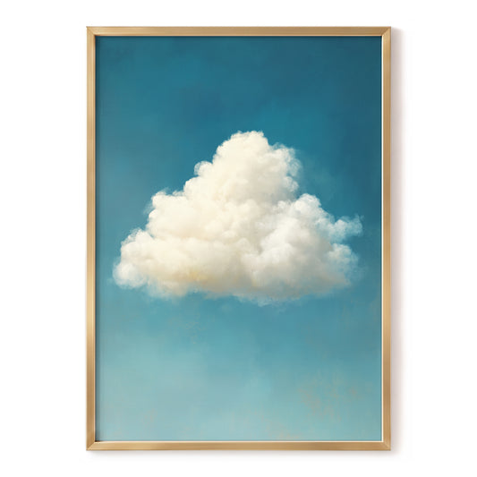 Cumulus in Open Air, blue, white, beige nature wall art, front artwork view