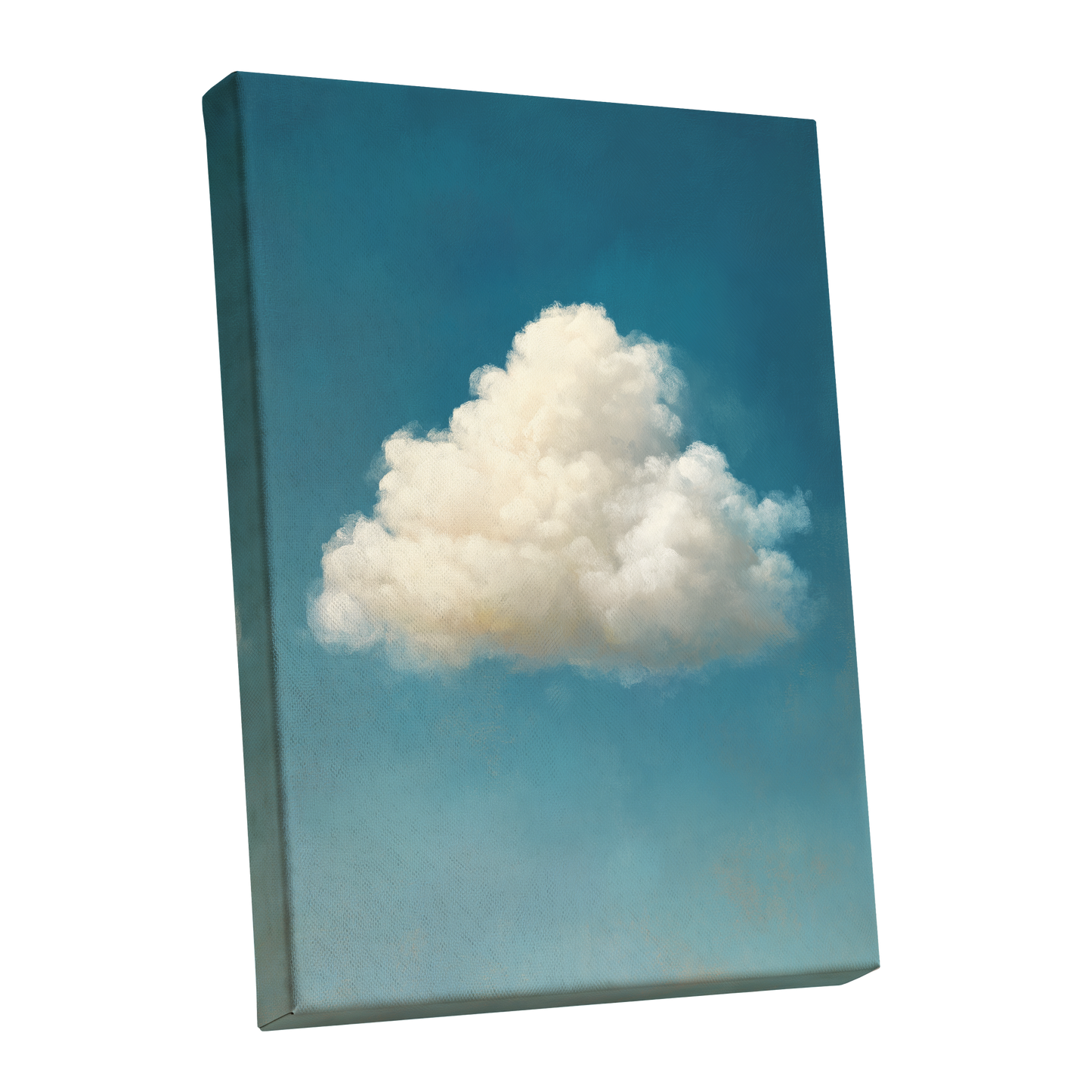 Cumulus in Open Air, blue, white, beige nature wall art shown as a stretched canvas wall art