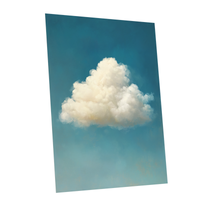 Cumulus in Open Air, blue, white, beige nature wall art shown as a unframed poster wall art print