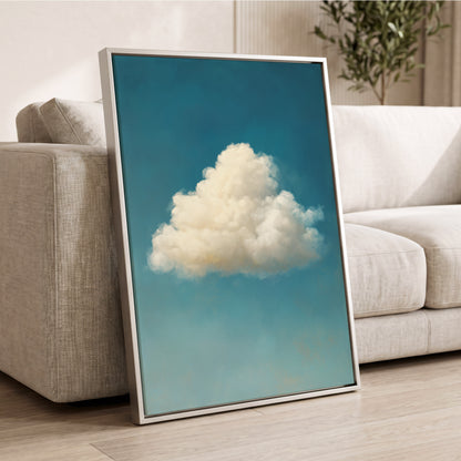 Cumulus in Open Air, blue, white, beige nature wall art displayed in a styled interior, gallery view 8
