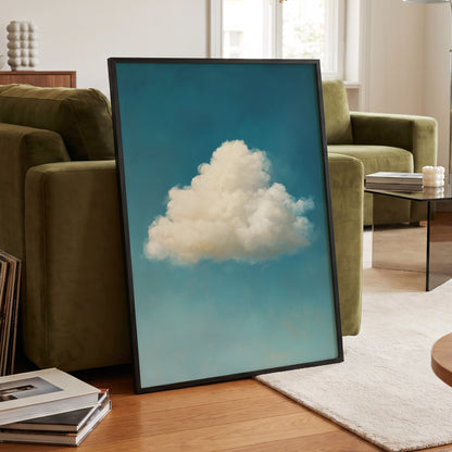 Cumulus in Open Air, blue, white, beige nature wall art displayed in a styled interior, gallery view 9
