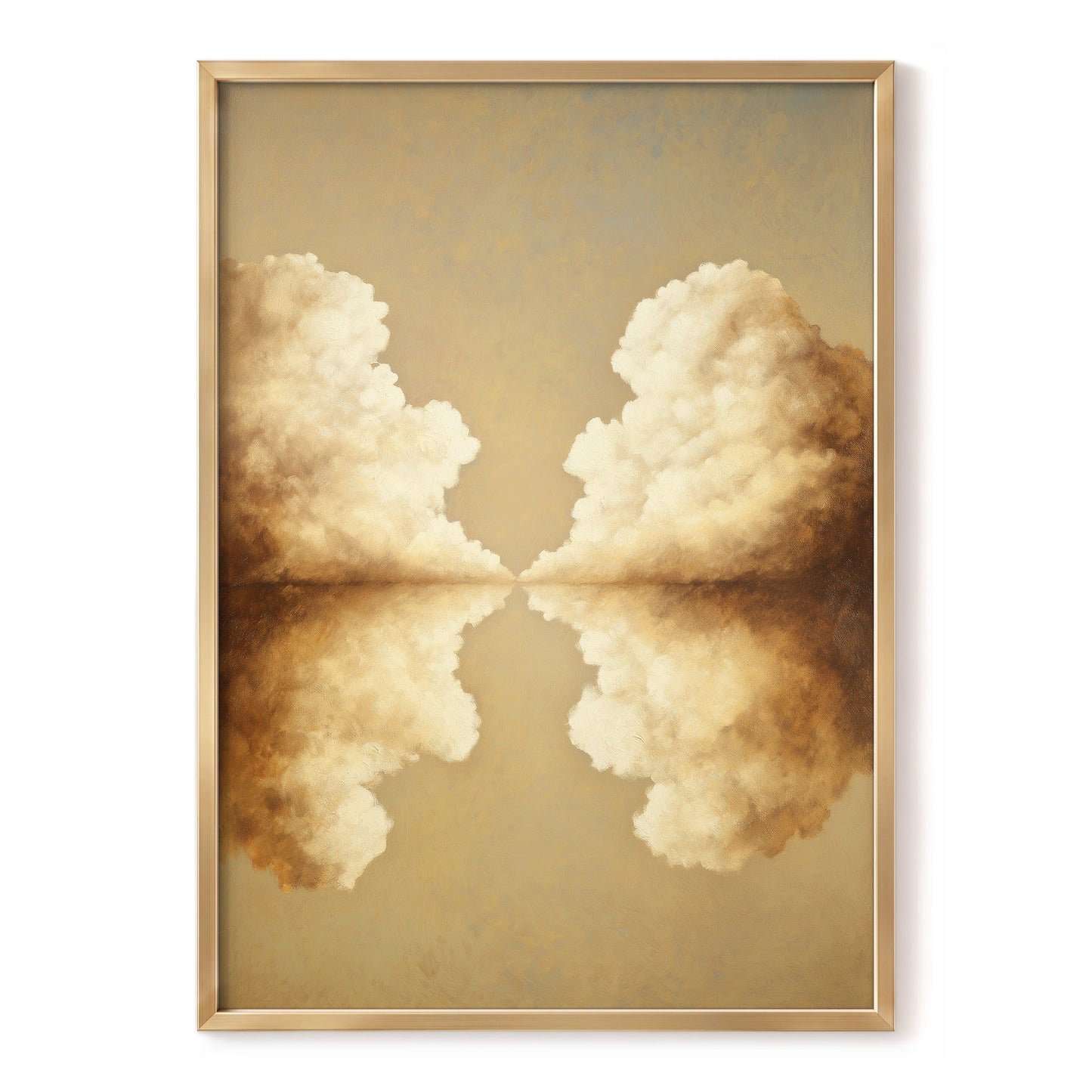Cumulus Mirrorway, gold, beige, white nature wall art, front artwork view