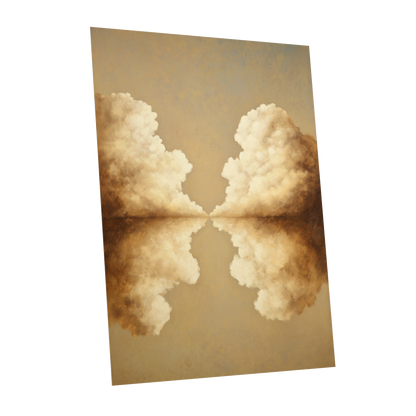 Cumulus Mirrorway, gold, beige, white nature wall art shown as a unframed poster wall art print